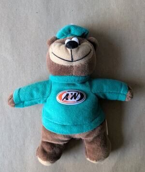 AW A&W 1998 Teal Bear Alpha Kids Plush Stuffed Animal Vintage Toys 6.5”